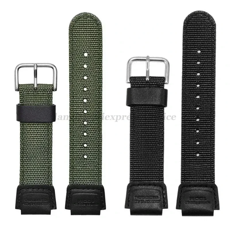 Luxury Watch Casio - 18mm Nylon-Uhrenarmband für Casio W800H Schwarz-Grünes
