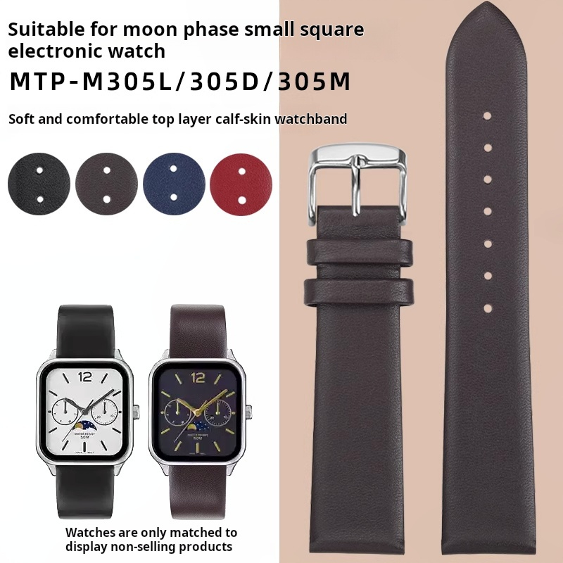 Moonphase Complication Watch - 20 mm Rindsleder-Uhrenarmband für Casio Small
