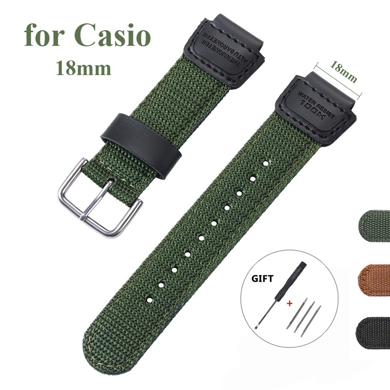 Luxury Watch Casio - Nylon-Uhrenarmband, 18 mm, für Herren, Segeltuch,