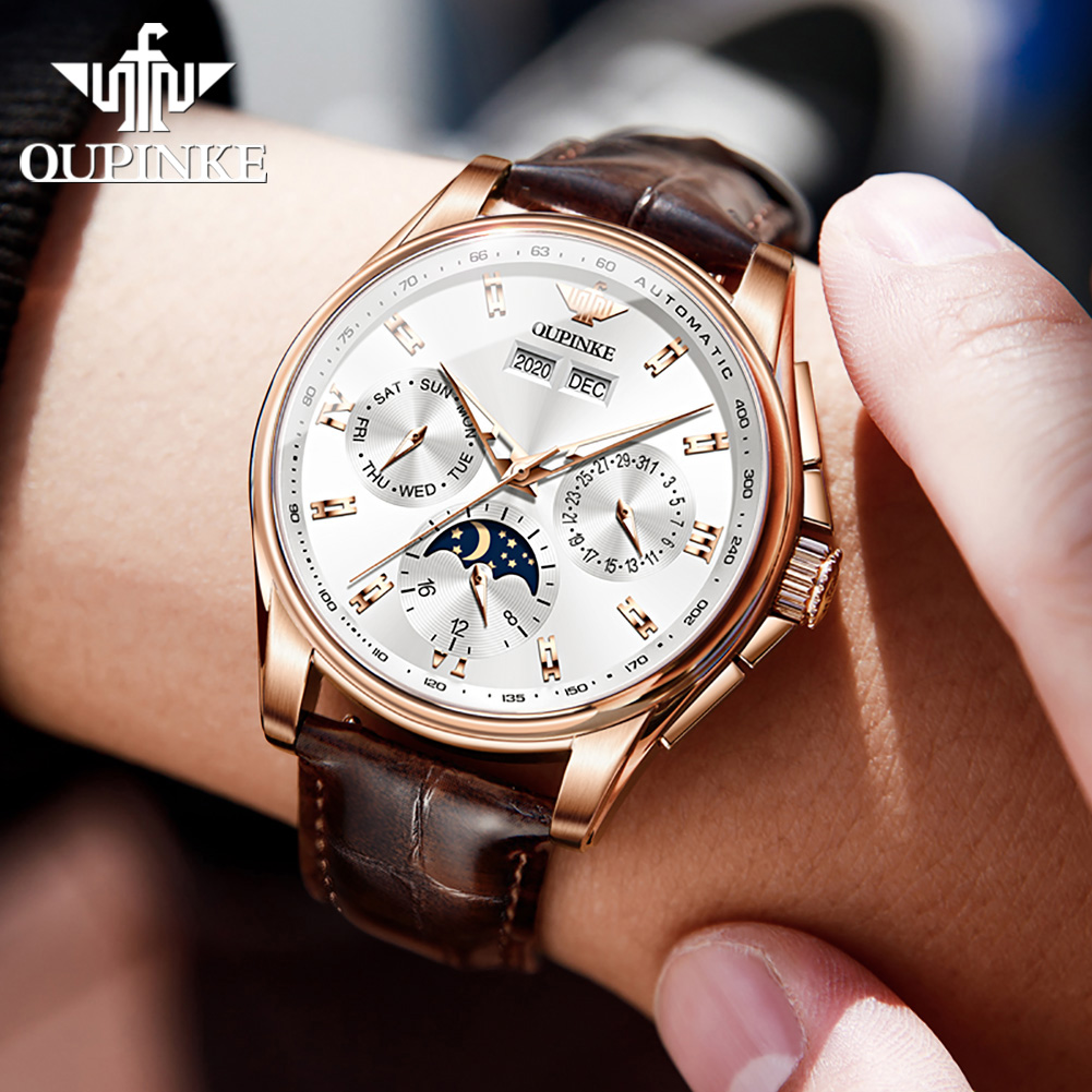 OUPINKE 3189 Männer Vollautoma – Moonphase Complication Watch Bewertung und Preis