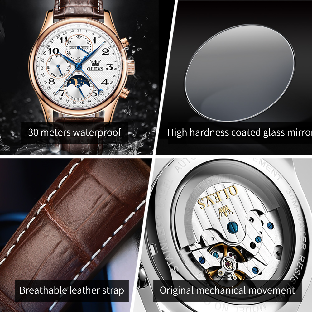OLEVS 6667 Luxus Original Herr – Moonphase Complication Watch Bewertung und Preis